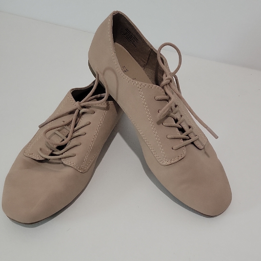 CALL IT SPRING WOMEN'S LACE UP TAN FLATS SUSTAINABLE VEGAN